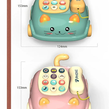Baby 3-in-1 Musical Phone Toys Toddler Interactive Learning Toy with Lights Cat Telephone Story Early Education Montessori Gift