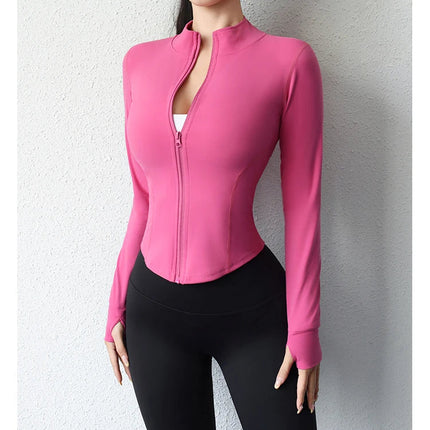 2023 New Yoga Coat Short Sports Jacket Women'S Fitness Clothes Slimming Body Sculpting Zipper Yoga Jacket