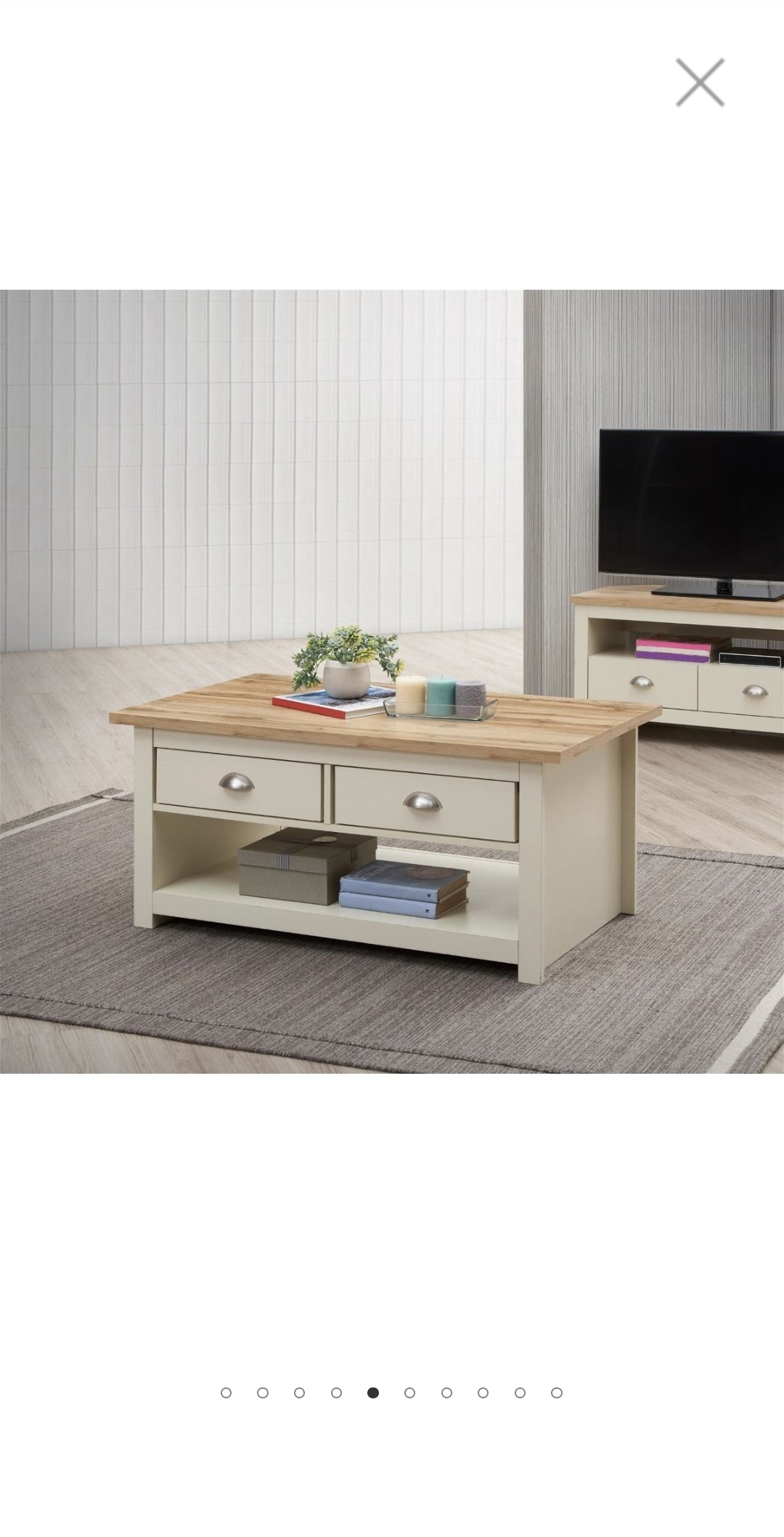 Lisbon Living Room 3 Piece Set (TV Unit  2 Doors 1 Shelf, 3 Doors & 2 Drawer Sideboard, 2 Drawer Coffee Table) Cream