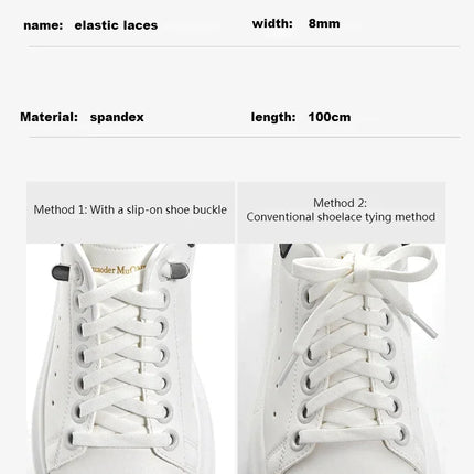 Flat Elastic Shoe Laces Sneakers No Tie Shoelaces for Shoes Tennis Quick Shoelace Clips Without Ties Shoe Accessories Kids Adult