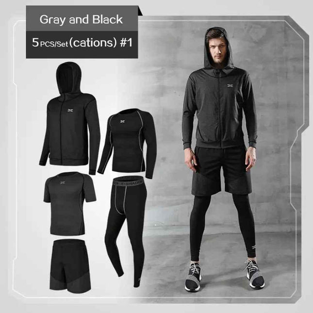 Men Gym Fitness Compression Sports Suit Clothes Running Jogging Sport Wear Exercise Workout Tights
