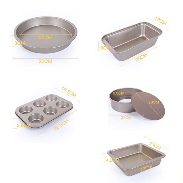 5 in 1 Cake Mould Pizza Bakeware Home Pastry Biscuit Bread Baking Tool Set, 5 in 1