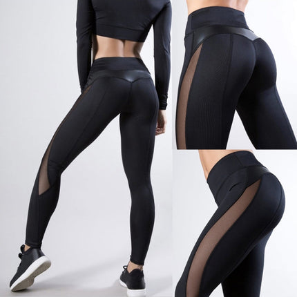 Women Leggings Sexy Pants Push Up Fitness Gym Leggins Running Mesh Leggins Seamless Workout Pants M, Size:M (Black)