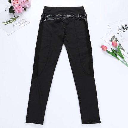 Women Leggings Sexy Pants Push Up Fitness Gym Leggins Running Mesh Leggins Seamless Workout Pants M, Size:M (Black)