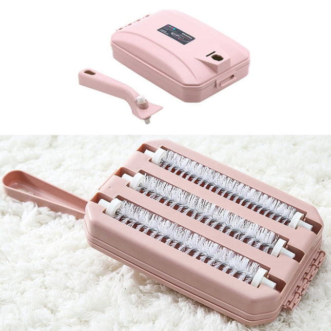 Three-row Brush Handheld Carpet Sweeper Brush Sofa Bed Pet Hair Debris Crumb Dirt Fur Cleaner Roller Cleaning Tools, Random Color Delivery