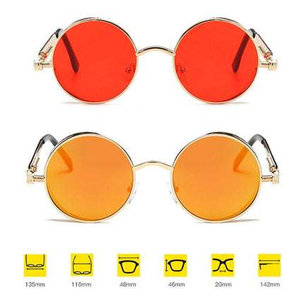 Metal Round Frame Steampunk Retro Sunglasses for Men Women(13)