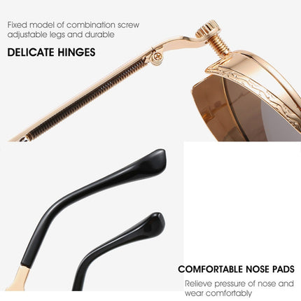 Metal Round Frame Steampunk Retro Sunglasses for Men Women(13)