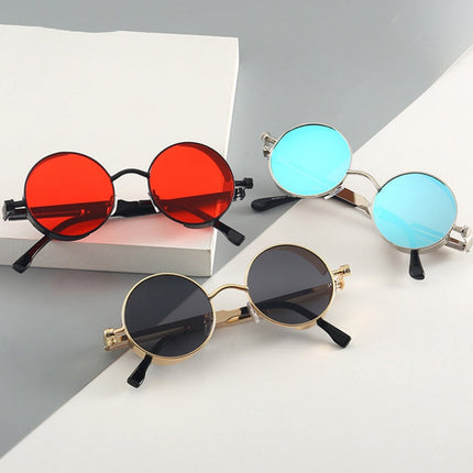 Metal Round Frame Steampunk Retro Sunglasses for Men Women(13)