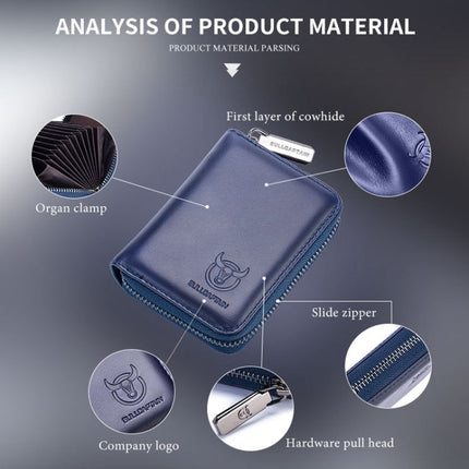 BULL CAPTAIN 05 Head Layer Leather Card Bag Men Casual Leather Driver License Card Package(Black)