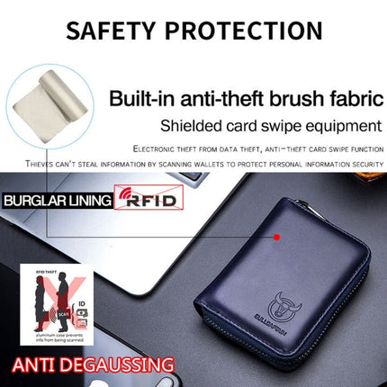 BULL CAPTAIN 05 Head Layer Leather Card Bag Men Casual Leather Driver License Card Package(Black)