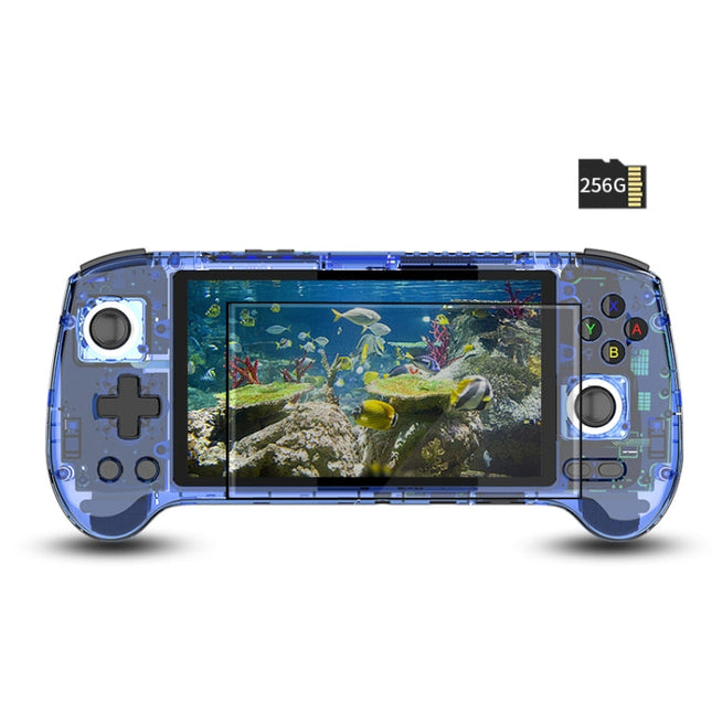 ANBERNIC RG556 Handheld Game Console Android 13 System 5.48-Inch AMOLED Screen WIFI Bluetooth Game Player 128GB+256GB(Transparent Blue)