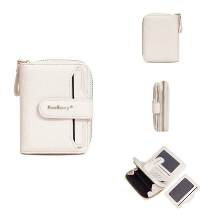 Baellerry N1915 Lychee Pattern Multi-card Slot Zipper Women Short Wallet(Milk Apricot)