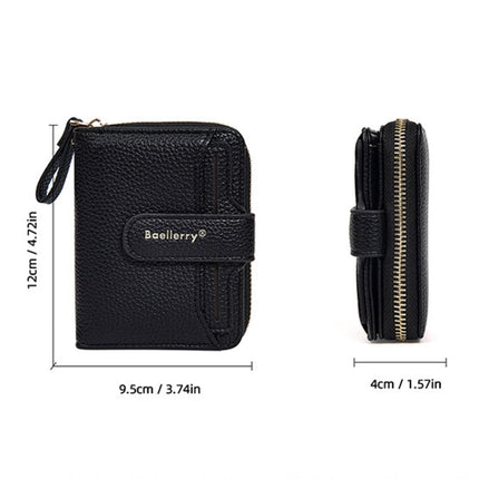 Baellerry N1915 Lychee Pattern Multi-card Slot Zipper Women Short Wallet(Dark Blue)