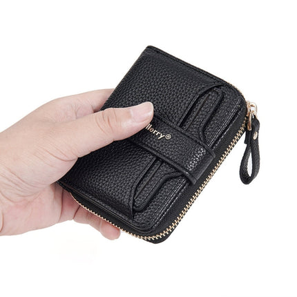 Baellerry N1915 Lychee Pattern Multi-card Slot Zipper Women Short Wallet(Dark Blue)