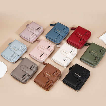 Baellerry N1915 Lychee Pattern Multi-card Slot Zipper Women Short Wallet(Milk Apricot)