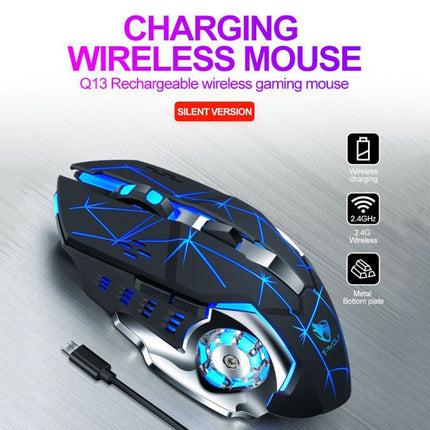T-WOLF Q13 2.4GHz 6-keys RGB Colorful Light Gaming Wireless Mouse, Color: Dual Mode Star Black