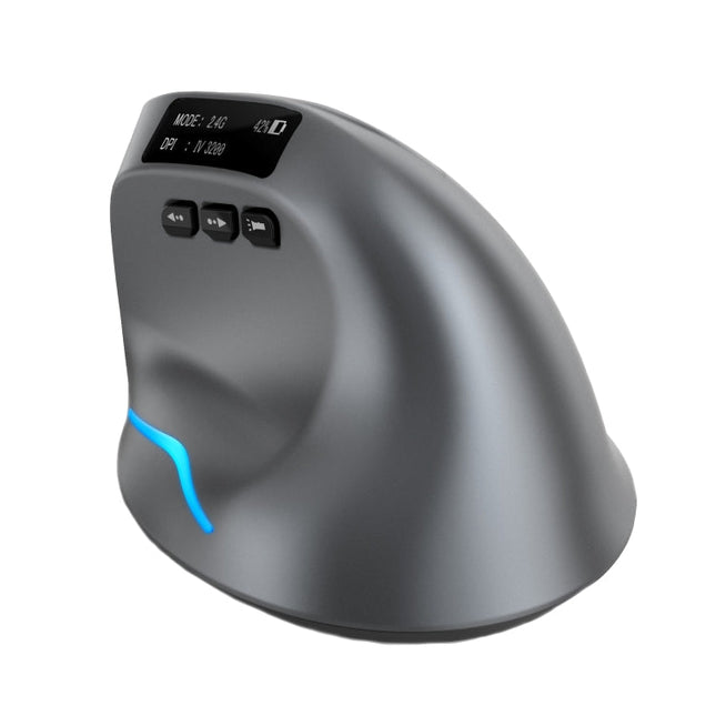 ZELOTES F-26C 8-Keys 2.4G+Bluetooth Dual-Mode LED Display Vertical Grip Wireless Mouse(Gray)