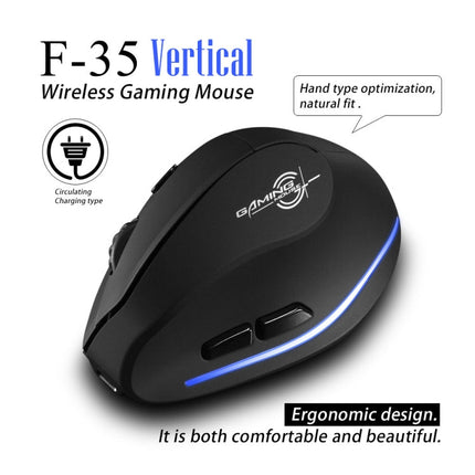 ZELOTES F35 6-buttons Vertical Grip Ergonomic Rechargeable Wireless Mouse(Blue Light)