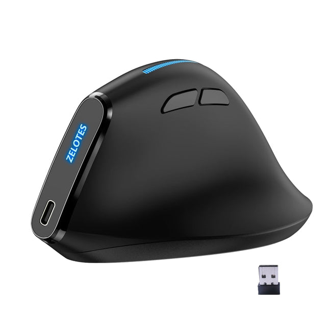 ZELOTES F36A 6-Buttons Vertical Grip Ergonomic Rechargeable Wireless Mouse(Black)