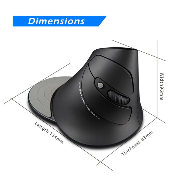 ZELOTES F17 6-buttons Vertical Grip Ergonomic Wireless Mouse(Black)