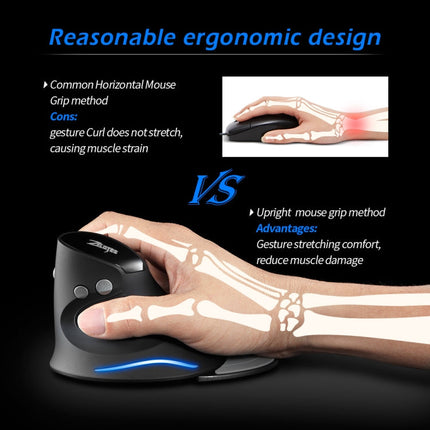 ZELOTES F17 6-buttons Vertical Grip Ergonomic Wireless Mouse(Black)