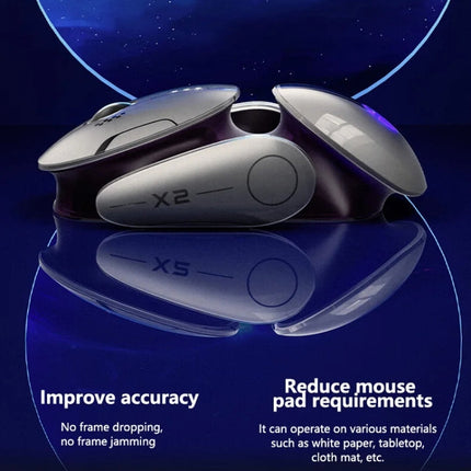Inphic X2 Bluetooth Wireless Mouse Tri-Mode Silent Rechargeable Office Gaming Laptop Mouse(Liquid Metal Gray)