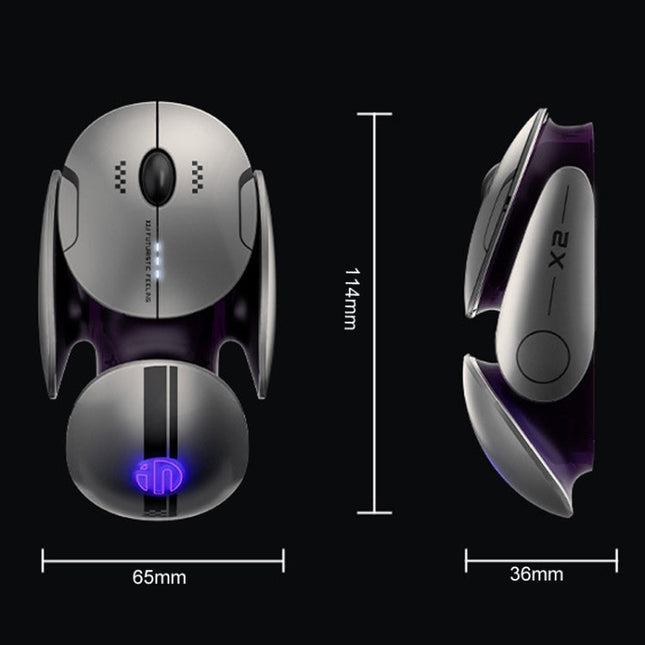 Inphic X2 Bluetooth Wireless Mouse Tri-Mode Silent Rechargeable Office Gaming Laptop Mouse(Liquid Metal Gray)
