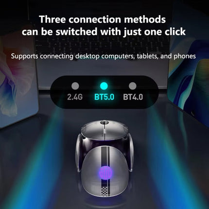Inphic X2 Bluetooth Wireless Mouse Tri-Mode Silent Rechargeable Office Gaming Laptop Mouse(Liquid Metal Gray)