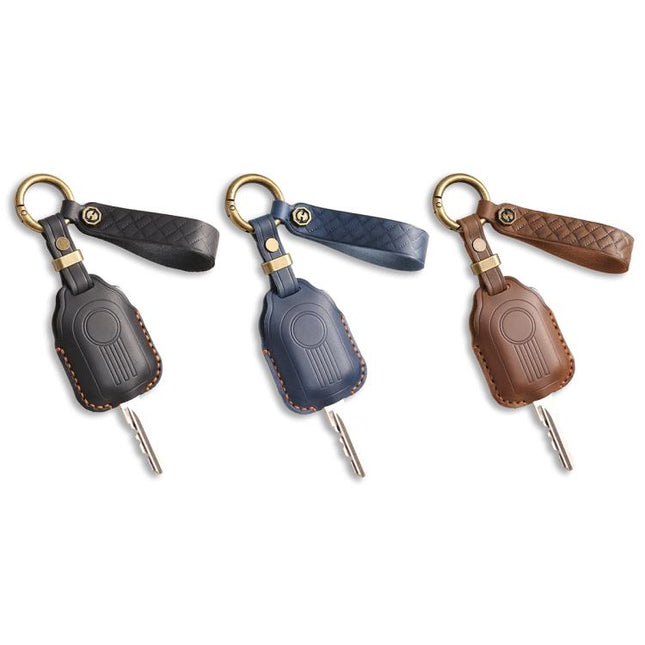 Hallmo For Peugeot Django 150 Motorcycle Natural Cowhide Key Protective Cover(Blue)