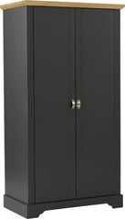 Toledo 2 Door Wardrobe in Grey and Oak Effect Veneer