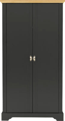 Toledo 2 Door Wardrobe in Grey and Oak Effect Veneer