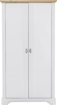 Toledo 2 Door Wardrobe in White and Oak Effect Veneer