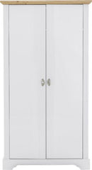 Toledo 2 Door Wardrobe in White and Oak Effect Veneer