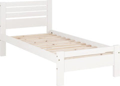 Toledo 3ft 90cm Single Bed Frame in White PINE and MDF
