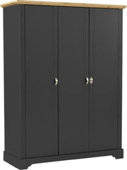 Toledo 3 Door Wardrobe in Grey and Oak Effect Veneer