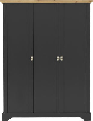 Toledo 3 Door Wardrobe in Grey and Oak Effect Veneer