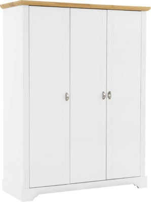 Toledo 3 Door Wardrobe in White and Oak Effect Veneer