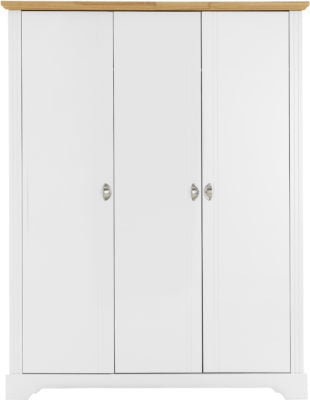 Toledo 3 Door Wardrobe in White and Oak Effect Veneer