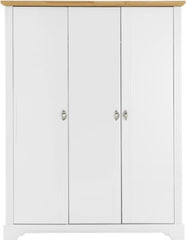 Toledo 3 Door Wardrobe in White and Oak Effect Veneer