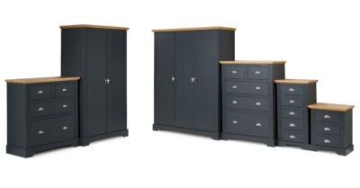 Toledo 2 Door Wardrobe in Grey and Oak Effect Veneer