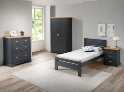 Toledo 2 Door Wardrobe in Grey and Oak Effect Veneer