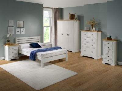 Toledo 3 Door Wardrobe in White and Oak Effect Veneer