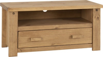 Tortilla Flat Screen TV Unit 1 Drawer in Distressed Wax Pine (Back in Stock Mid August but can be pre-ordered now)