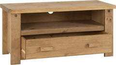 Tortilla Flat Screen TV Unit 1 Drawer in Distressed Wax Pine (Back in Stock Mid August but can be pre-ordered now)