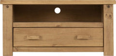 Tortilla Flat Screen TV Unit 1 Drawer in Distressed Wax Pine (Back in Stock Mid August but can be pre-ordered now)