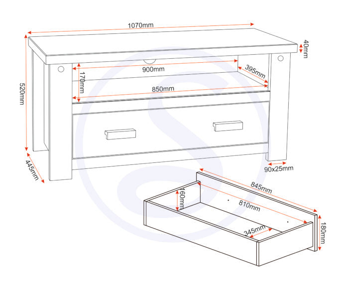 Tortilla Flat Screen TV Unit 1 Drawer in Distressed Wax Pine (Back in Stock Mid August but can be pre-ordered now)