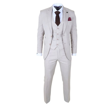 IM1 - Men's Classic Plain Cream 3 Piece Suit