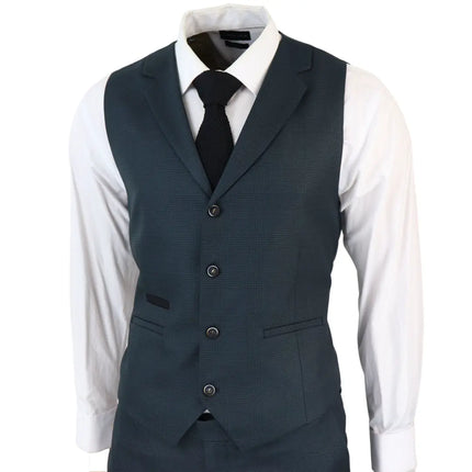 AK-07 - Men's 3 Piece Olive Check Suit