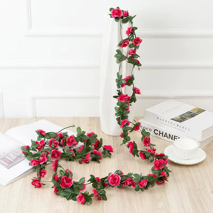 YouYouHuan 2 Pcs Artificial Rose Vine Garland for Wedding & Home Decor