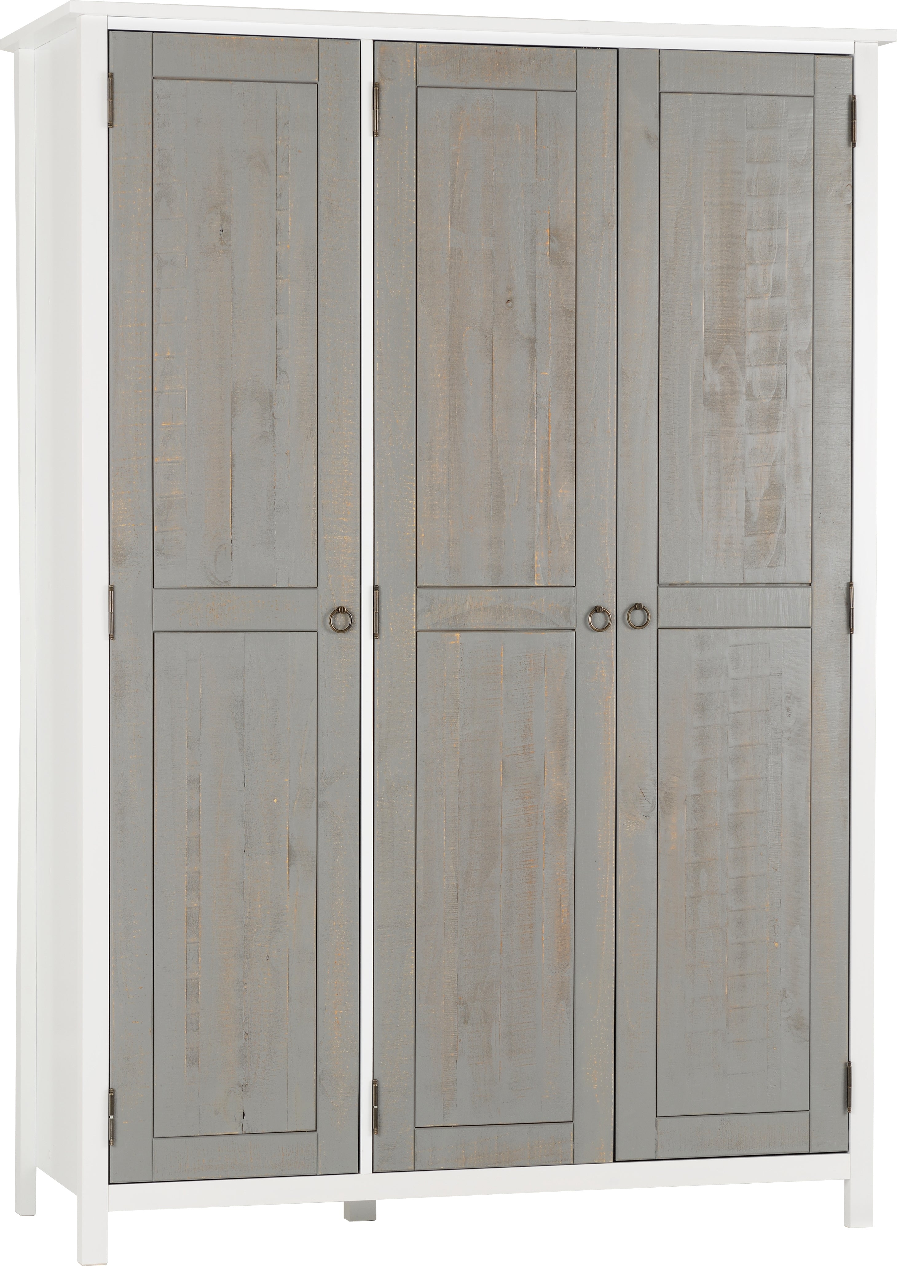 Vermont 3 Door Wardrobe - White/Grey